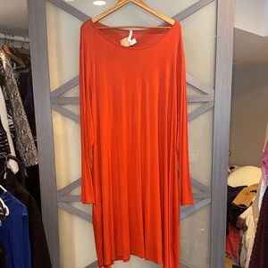 Orange Women's Long Sleeve Rayon Dress NWT